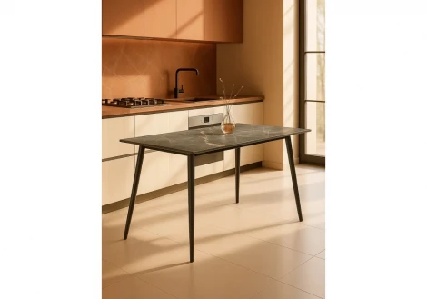 Кухонный стол Woodville Rion 120 серый мрамор / черный