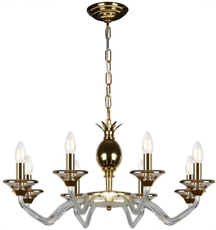 Подвесная люстра iLamp Flo YT2049-8 GD+Cear (220V, на цепи, свеча)
