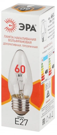 Лампочка накаливания E27 60W ЭРА B-60-E27-230-CL