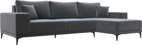 Диван угловой Льюес правый (Серый/Велюр) Лига Диванов арт.122400