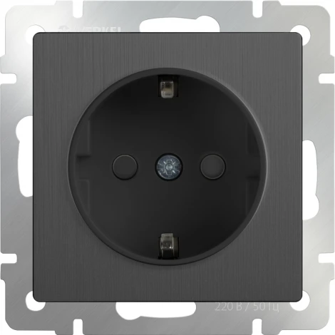 Розетка с заземлением и шторками (графит рифленый) Werkel W1171104 (a050750)