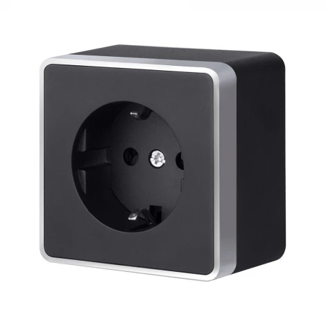 Розетка с заземлением Gallant Werkel W5071034 (черный с серебром)