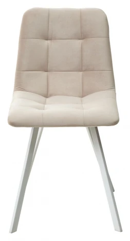 Стул CHILLI-Q SQUARE светло-бежевый #2, велюр / белый каркас, 4 шт./1 к