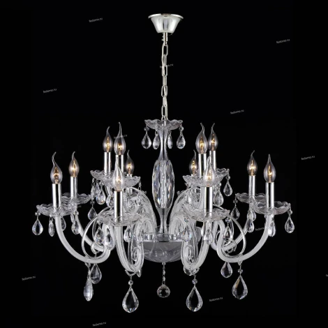 Люстра подвесная хрустальная Crystal Lux Glamour, 12 ламп, хром с белым и прозрачным