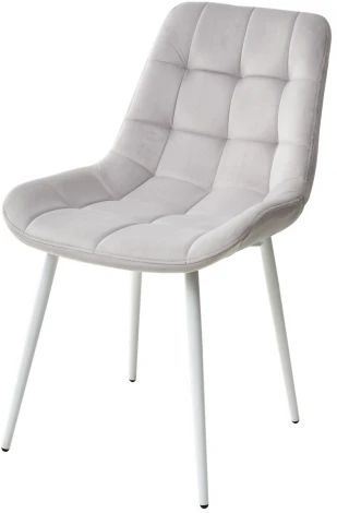 Стул ХОФМАН, цвет H-09 Светло-серый, велюр / белый каркас