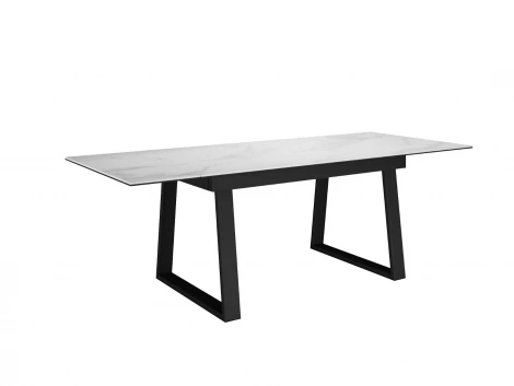 Стол DikLine DKZ160 Керамика Tianshan White (белый полуглянец)/подстолье черное/опоры черные (2 уп.) 00-00083315