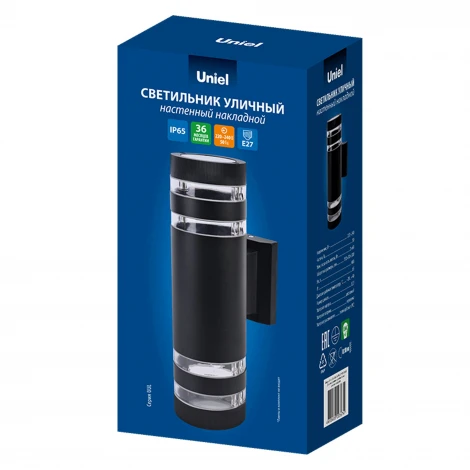Настенный светильник уличный Е27 черный Uniel UUL-S20A 2x60W/E27 IP65 BLACK