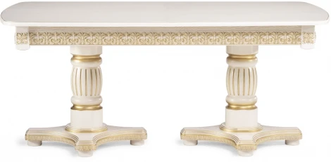 Деревянный стол Woodville Морнит 180(240)х100 слоновая кость / золото 515969