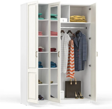 Шкаф Mobi Ливерпуль с зеркалом белый / ясень ваниль 518181