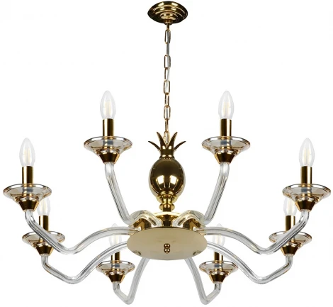 Подвесная люстра iLamp Flo YT2049-8 GD+Cear (220V, на цепи, свеча)