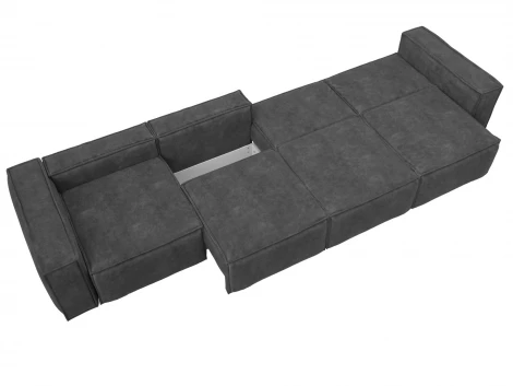 Диван прямой Лига-081 НПБ МегаЛонг (ДСП/Пластик/Велюр/Темно-серый) Лига Диванов 130295