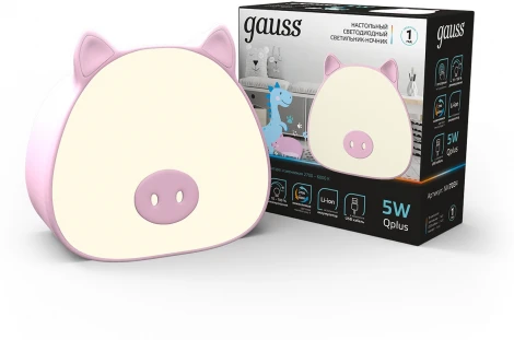 Светильник ночник настольный Gauss NN7034 GTL703 5W 200lm 2700-6000K 5V Li-ion 1200mA розовый диммируемый LED