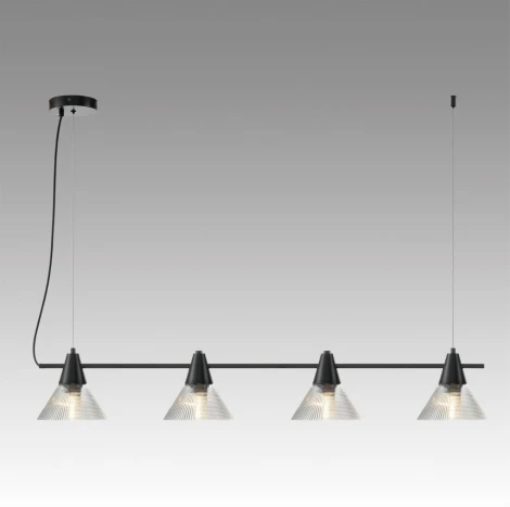 Подвесной светильник Lumion Corne 6595/4A черный/прозрачный, металл/стекло E27 4*60W 220V (на проводе)