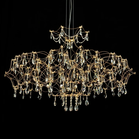 Подвесная люстра светодиодная хрустальная с пультом с регулировкой цветовой температуры Modelux MODELUX ML.7815.1050P GD