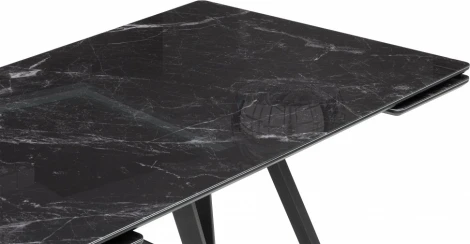 Стол стеклянный Notta Вилсон 140(200)х80 черный мрамор / черный арт.612173