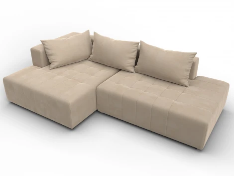 Диван угловой Лига-103 НПБ угол левый (ДСП,Брус,Фанера,Велюр/Бежевый) Лига Диванов 134814L