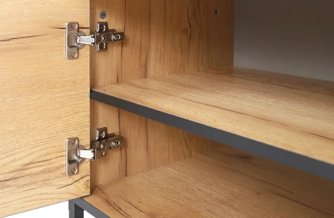 Тумба под телевизор Ивару Виртон (Металл,ЛДСП/Черный,Дуб крафт золотой) 101433