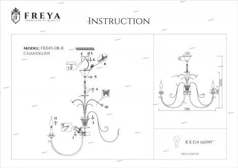 Подвесная люстра Freya Farfalla FR3043-PL-08-BG