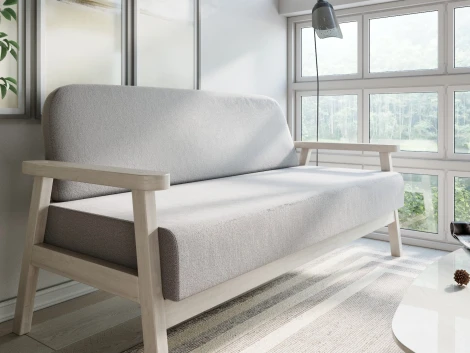 Диван Arsko прямой Флори М беленый дуб велюр серый