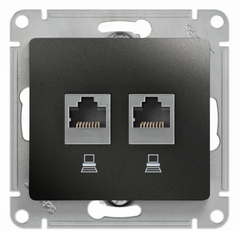 Розетка встраиваемая двойная Ethernet RJ-45 (антрацит) Systeme Electric GSL000785KK