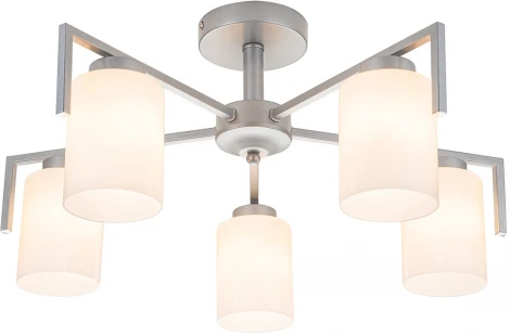 Потолочная люстра на штанге Escada Style 1142/5P Silver 5х60Вт E27, металл/стекло, серебро (220V)