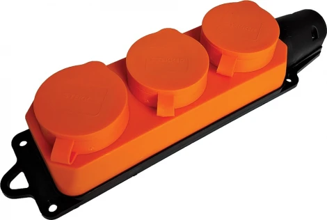 Розетка тройная с заземлением и крышкой (оранжевый) Stekker Одри 49405