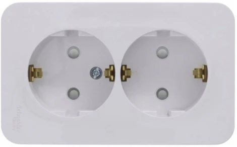 Розетка накладная двойная с заземлением и шторками (белый) Systeme Electric Blanca BLNRA011211