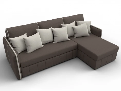 Диван угловой Лига-078 угол универсальный (ДСП/Пластик/Рогожка/Коричневый,Бежевый) Лига Диванов 130980