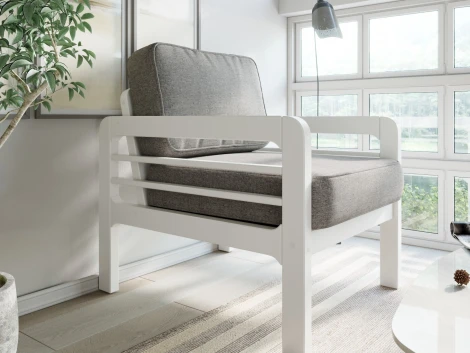 Кресло Arsko Бергер белая эмаль рогожка серая