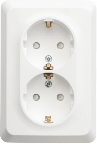 Розетка встраиваемая двойная с заземлением и шторками (белый) Systeme Electric Etude PC16-108B