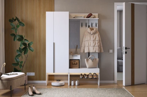 Прихожая "Баско К2" Mebelson (ЛДСП/Светлое дерево) арт.ПК02Баско.2552