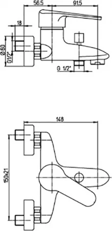 Смеситель Paini Cooper 80CR105KM для ванны с душем