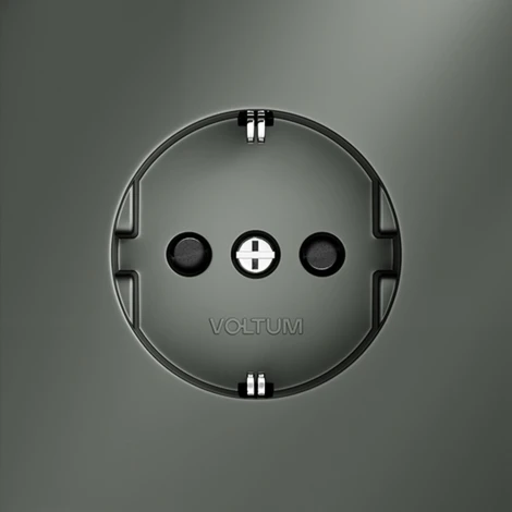 Розетка с заземлением и шторками (титан) Voltum S70 VLS040206