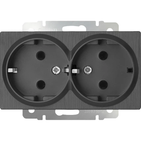 Розетка двойная с заземлением (графит рифленый) Werkel W1172004 (a050745)