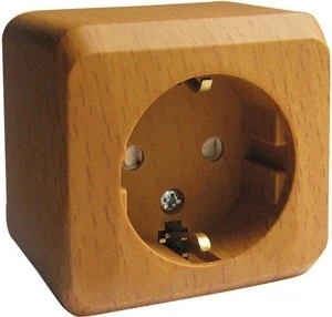 Розетка накладная с заземлением и шторками (бук) Systeme Electric Этюд PA16-004T