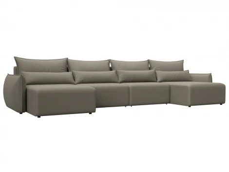 Диван П-образный Лига-051 НПБ Лонг (ЛДСП,Брус,Фанера/Пластик/Экокожа/Бежевый) Лига Диванов 129894