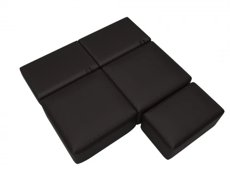 Диван прямой модульный с пуфом Лига-060 НПБ (ЛДСП,Брус,Фанера/Пластик/Экокожа/Коричневый) Лига Диванов 130053