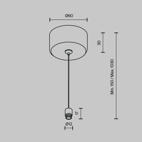 Тросовый подвес 1000мм с потолочной чашей для системы Shelf Maytoni Accessories for system Shelf CA029SW-L1000-B