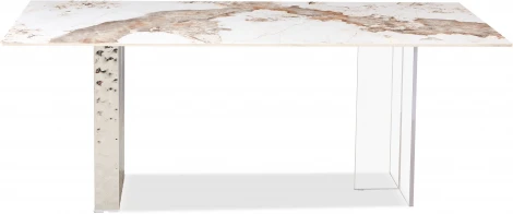 Стол обеденный IST-CASA Ардео Силвер DT-3101, 200x100x75 см, белый мрамор