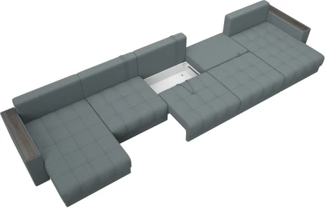 Диван П-образный с декором Лига-049 НПБ Мегалонг Лига Диванов (Рогожка) арт.128520