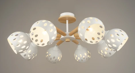 Потолочная люстра на штанге Мелодия Света SL1N SL5691-8 WT+Wood 000067880