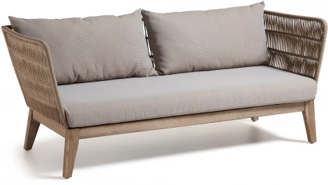 Диван уличный La Forma (ex Julia Grup) Belleny (Серый,Бежевый/ Дерево,Сталь,Эвкалипт,Пена,Веревка)