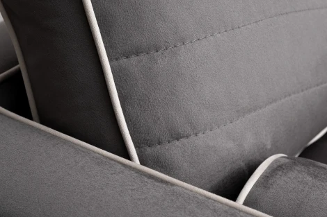 Диван Madrid Memory с кантом трехм. без мех.,велюр серый Colt1003+Colt030 Garda Decor арт.MADRID-Memory-Colt1003+Colt030