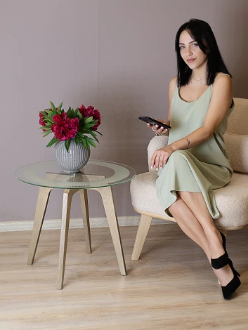 Стол журнальный Рилле 447 шимо/стекло прозрачное Mebelik 009585