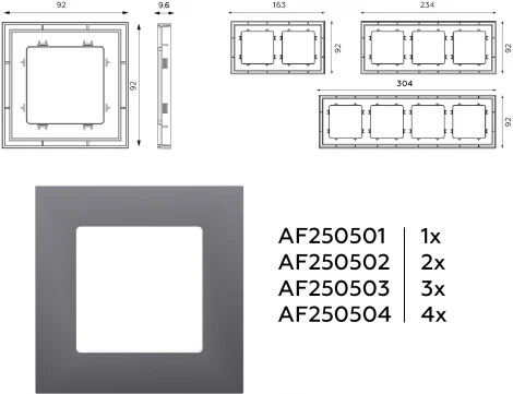 Рамка Ambrella Volt ALFA Qubi (Сталь матовый) 2-ая AF250502