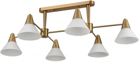 Потолочная люстра на штанге Lumion Corne 8113/6 латунь/белый, металл/стекло E27 6*60W 220V