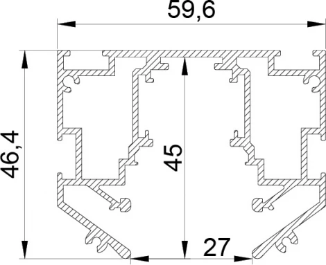 Шинопровод встраиваемый низковольтный 2 метра для монтажа светильников в ПВХ потолок Lightstar Uno 509427L (48V)