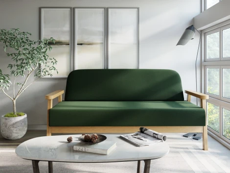 Диван Arsko прямой Флори М береза велюр зеленый