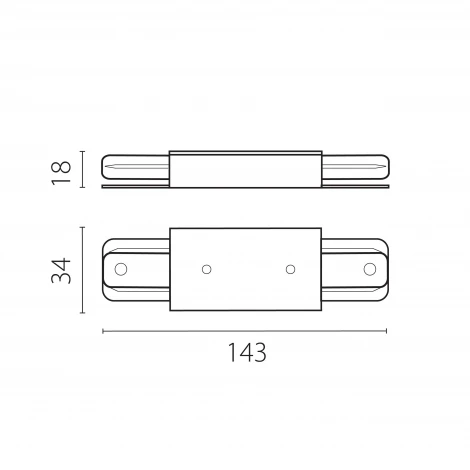 Питание центральное короткое (143mm) для трека 50202X(-T), 50203X(-T) Lightstar Barra 502187-1