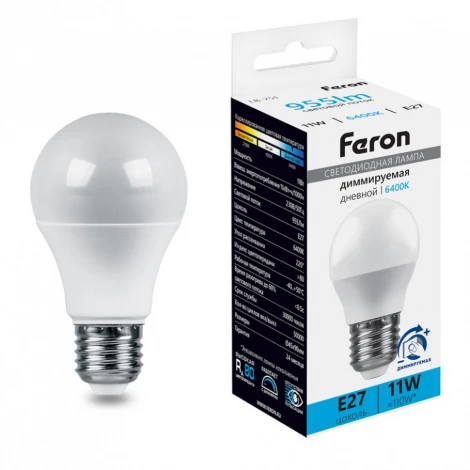 Лампа светодиодная G45 шар малый диммируемая 11W 230V E27 6400К Feron LB-751 51060